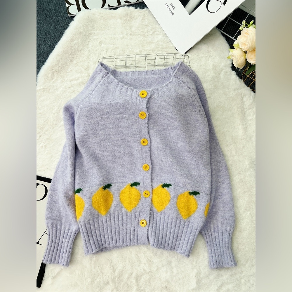 Lemon Pattern Button-Up Cardigan - Picture 16 of 16